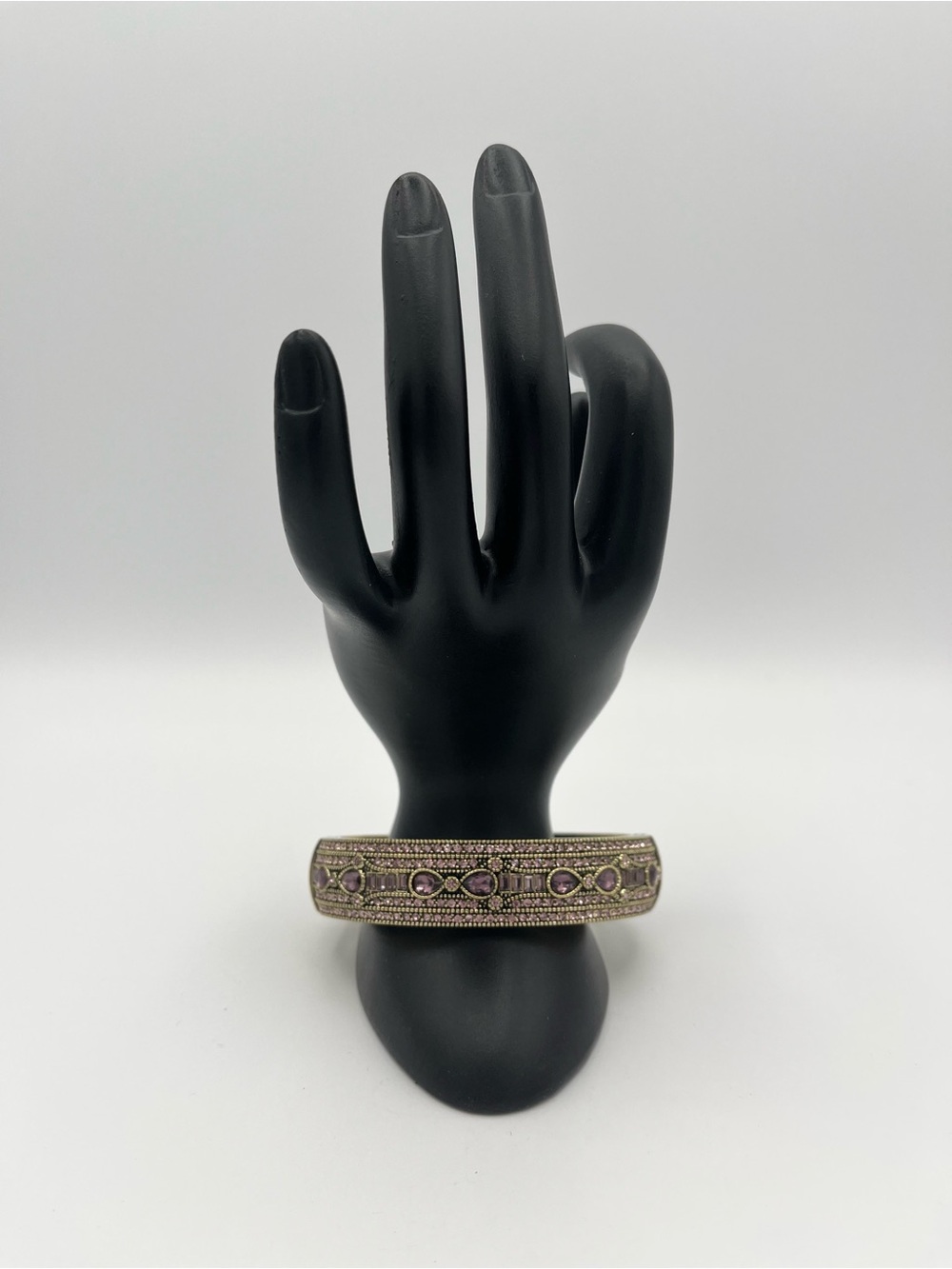 Classic Gold-Tone and Amethyst Bangle Bracelet